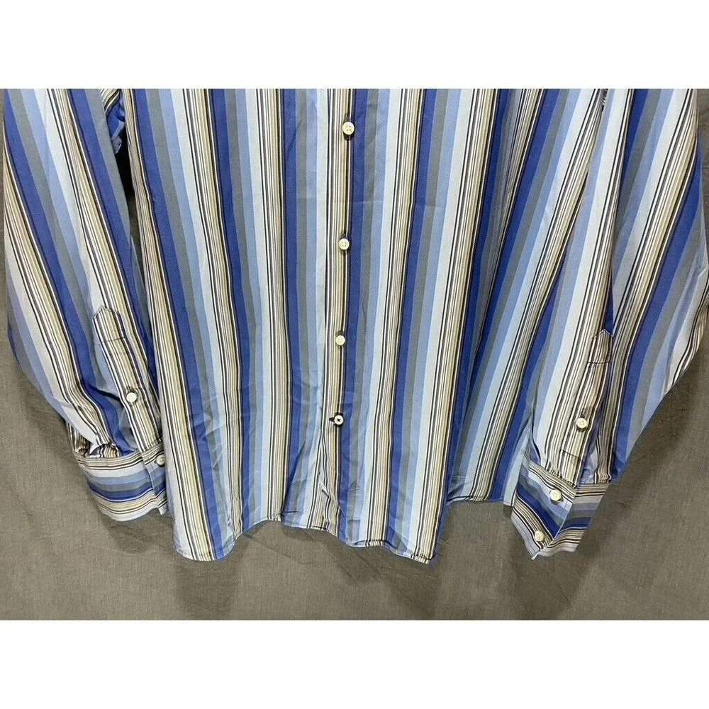 Banana Republic Button Up Long Sleeve Adult Extra Large Blue Striped Casual Men.